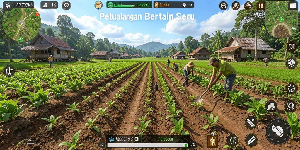 Tampilan gameplay seru dari 797K yang menunjukkan kebun yang subur.