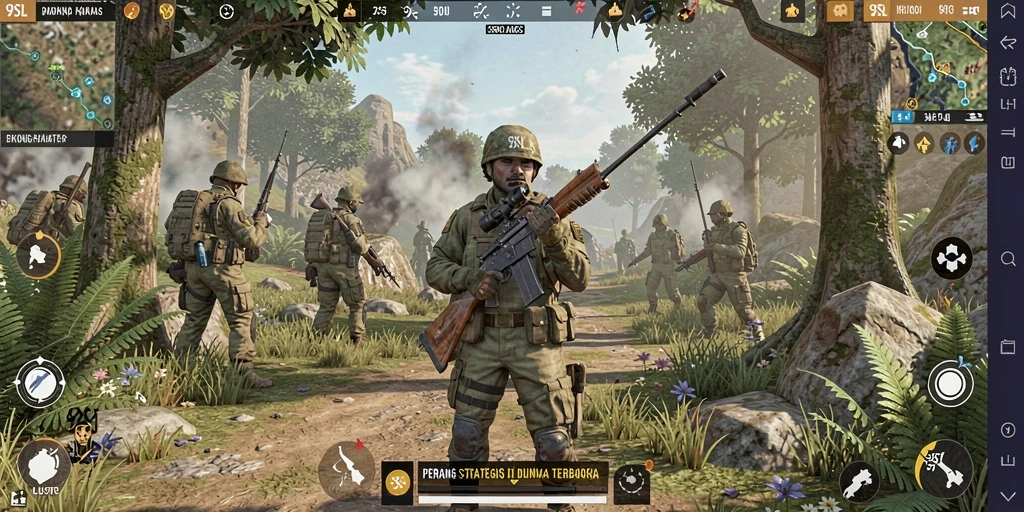 Screenshot gameplay 9SL menampilkan pertempuran seru dengan grafik realistis.