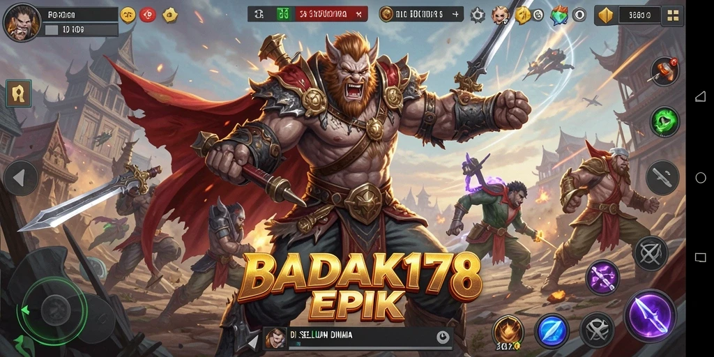 Tangkapan layar menunjukkan aksi pertarungan intens di BADAK178.
