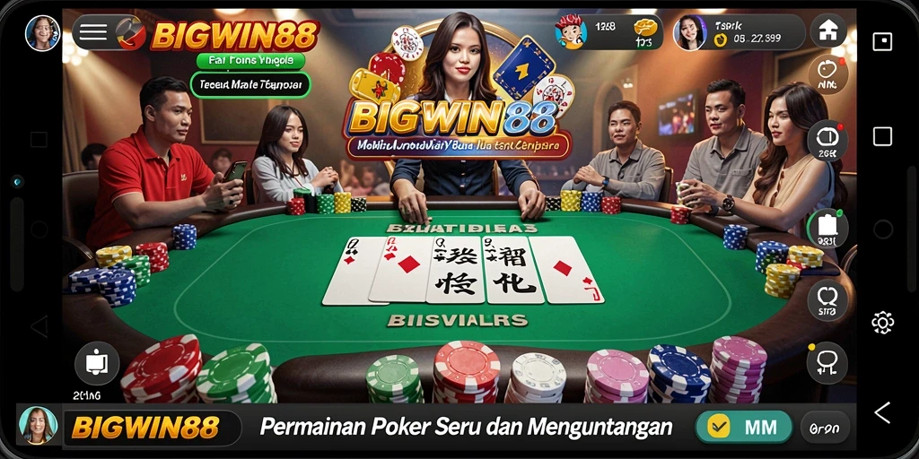 Tampilan gameplay poker yang mendebarkan di BIGWIN88.