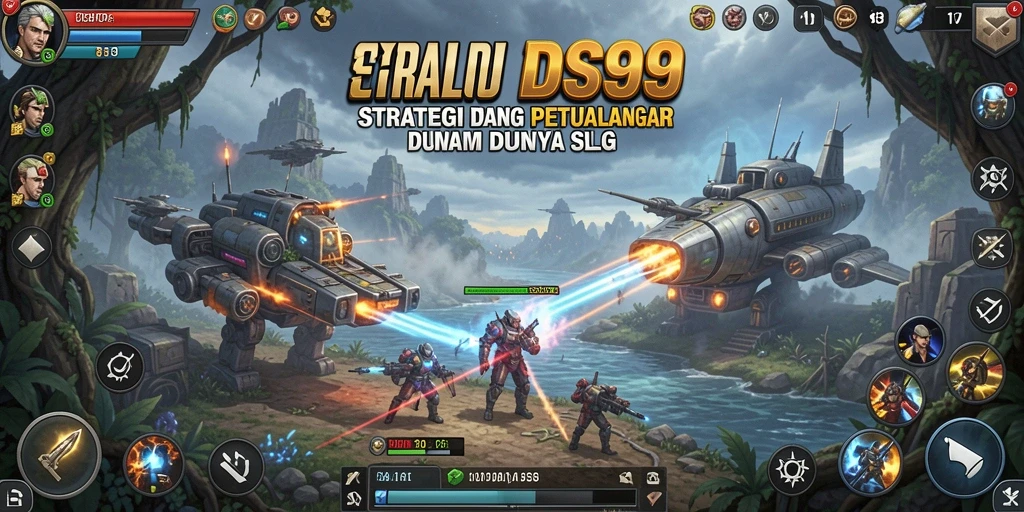Screenshot gameplay DS99 menampilkan pertempuran strategi yang mendebarkan.
