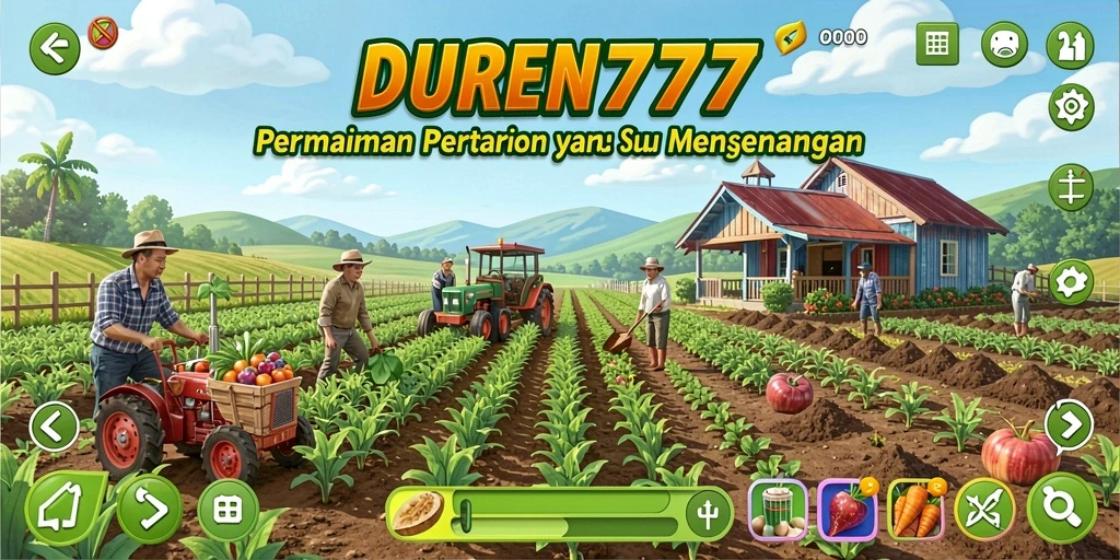 Tampilan screenshot DUREN777 menampilkan aktivitas bertani yang seru dan interaktif.