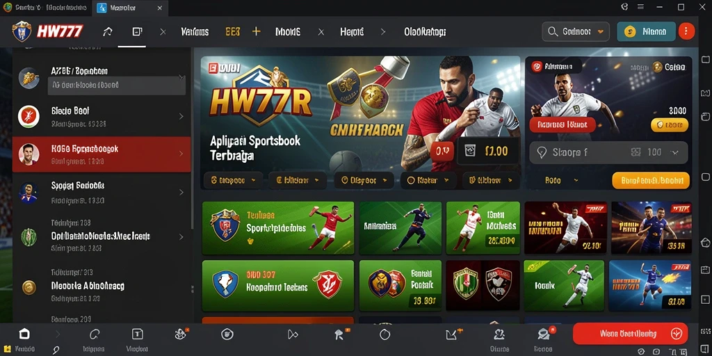 Screenshot HW777 menampilkan antarmuka taruhan olahraga yang menarik.