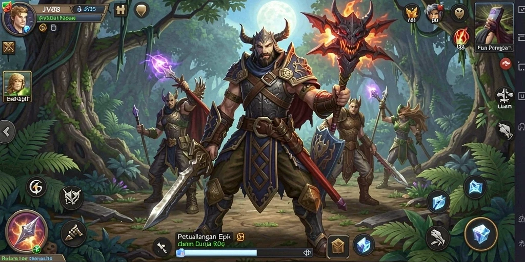Tampilan gameplay JV88 yang menampilkan petualangan RPG yang seru.