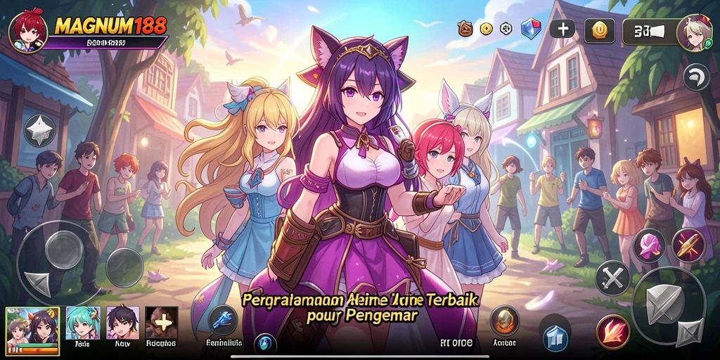 Tangkapan layar MAGNUM188 menampilkan pertarungan karakter anime yang seru.