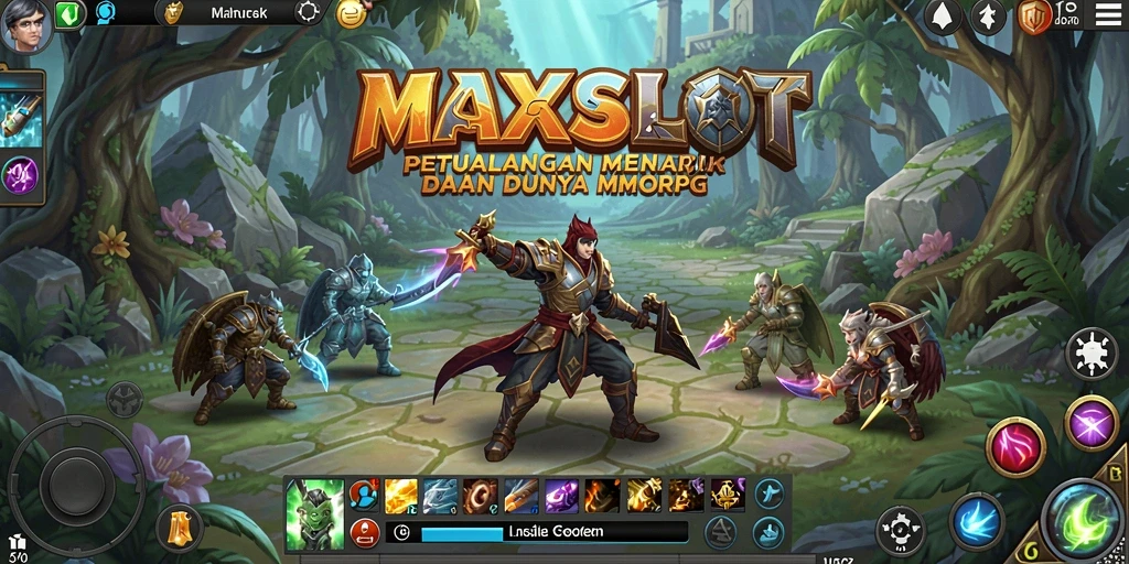 Tangkapan layar gameplay <strong>MAXSLOT</strong> menunjukkan aksi pertarungan yang menegangkan dan lingkungan yang indah.