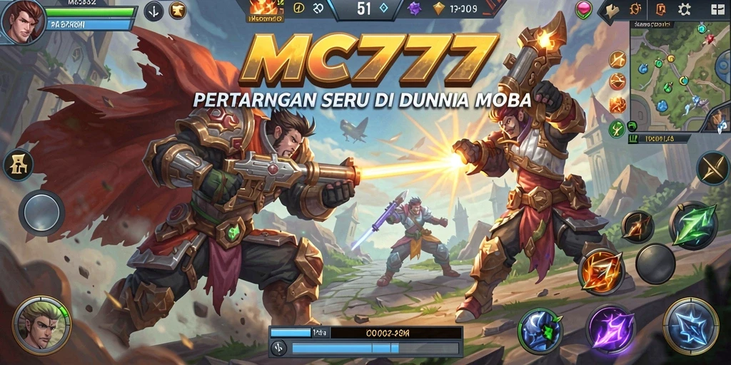 Tampilan seru dan intens dari gameplay MOBA MC777.