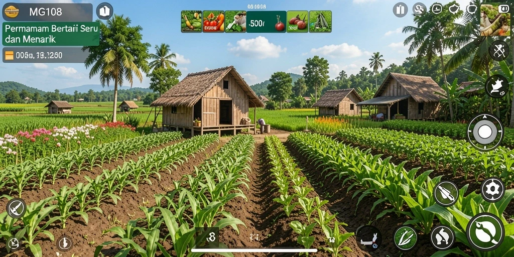 Tampilan menarik gameplay bertani di MG108.
