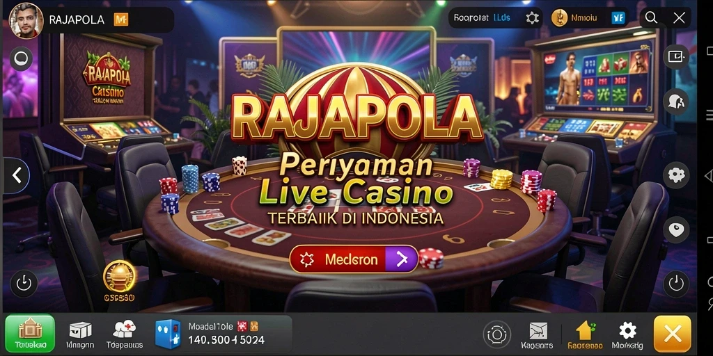 Screenshot gameplay RAJAPOLA menampilkan dealer langsung yang sedang bermain.