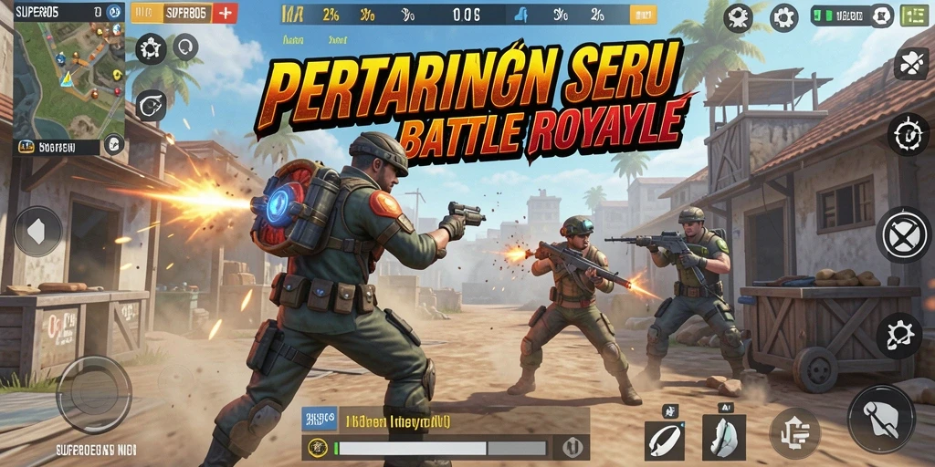 Screenshot gameplay SUPER805 yang mendebarkan dalam aksi Battle Royale.