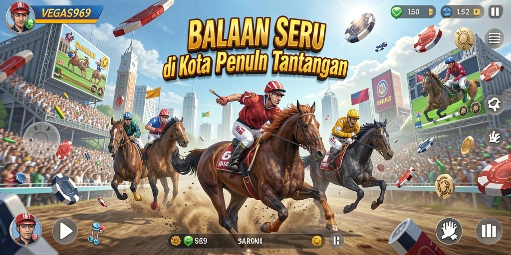 Tampilan gameplay balapan yang seru dan penuh aksi di VEGAS969.